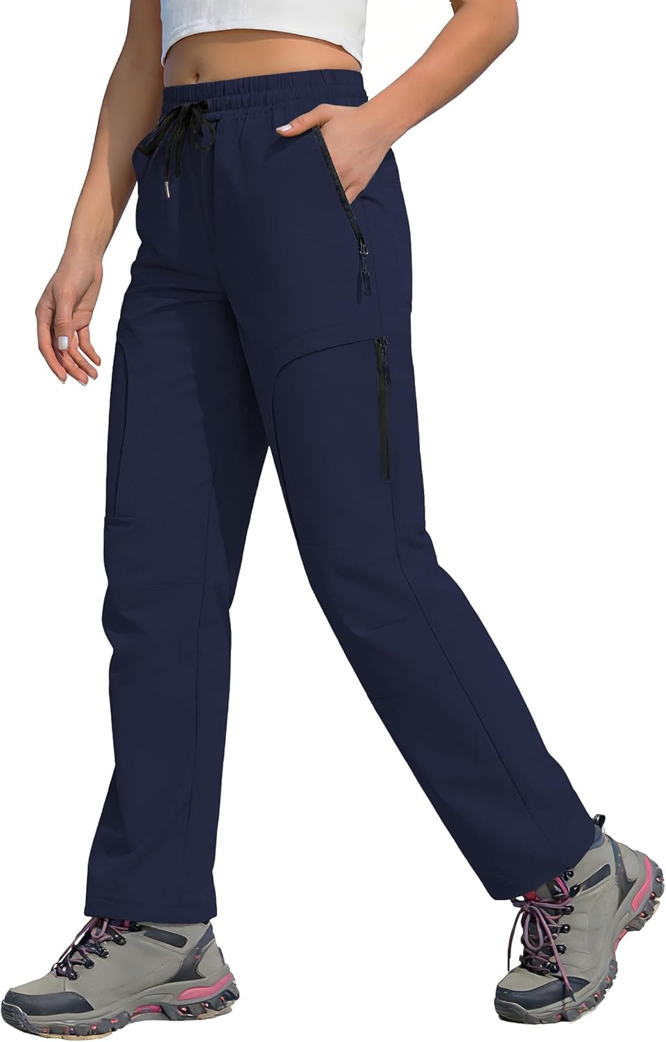Women's Hiking Pants Water Resistant Quick Dry Lightweight Casual Cargo Pants Zippe...