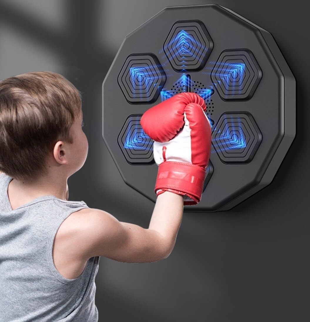 Electronic Music Boxing Machine, Wall-Mounted Boxing Machine Intelligent Boxing Machine with 6 Lights and Bluetooth Sensor, Children/Adults/Home Training/Stress Relief, Mobility Training