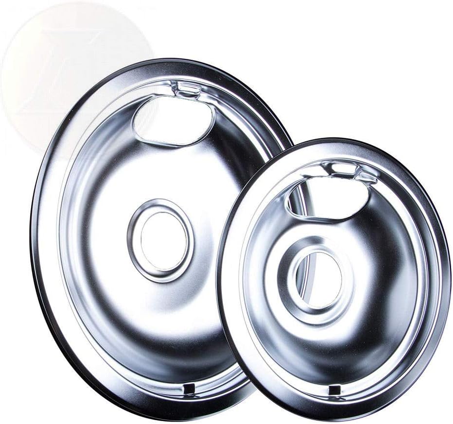 Chrome Universal Drip Pans 4pc set 6" & 8" Exact fit for Frigidaire Stove Range Burner