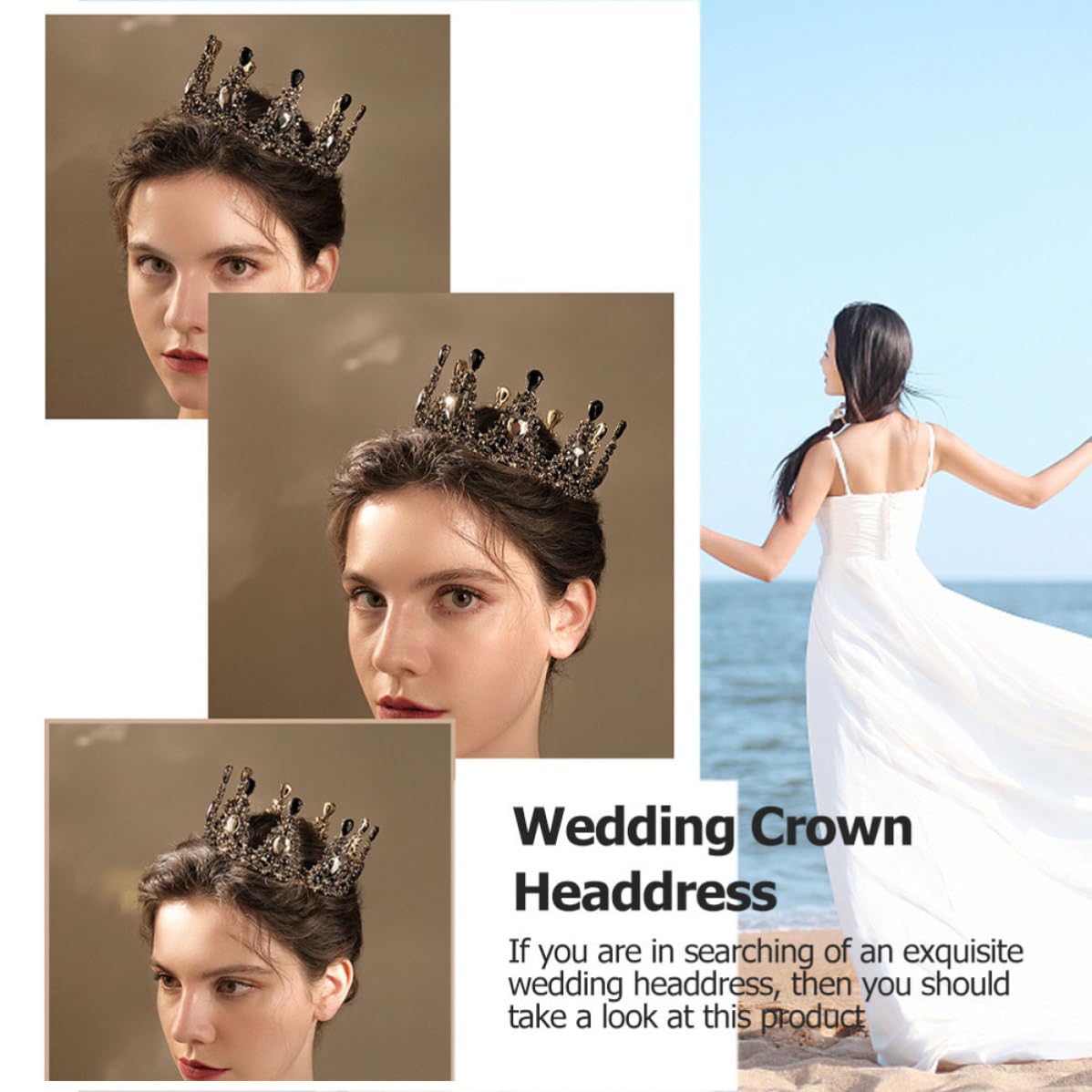 Crown Decorated to Proposal for Well and Party Easy Take, Vintage Rhinestone Headdress Tiara Alloy Material with Elegant Retro Style Wedding Women Bride Events