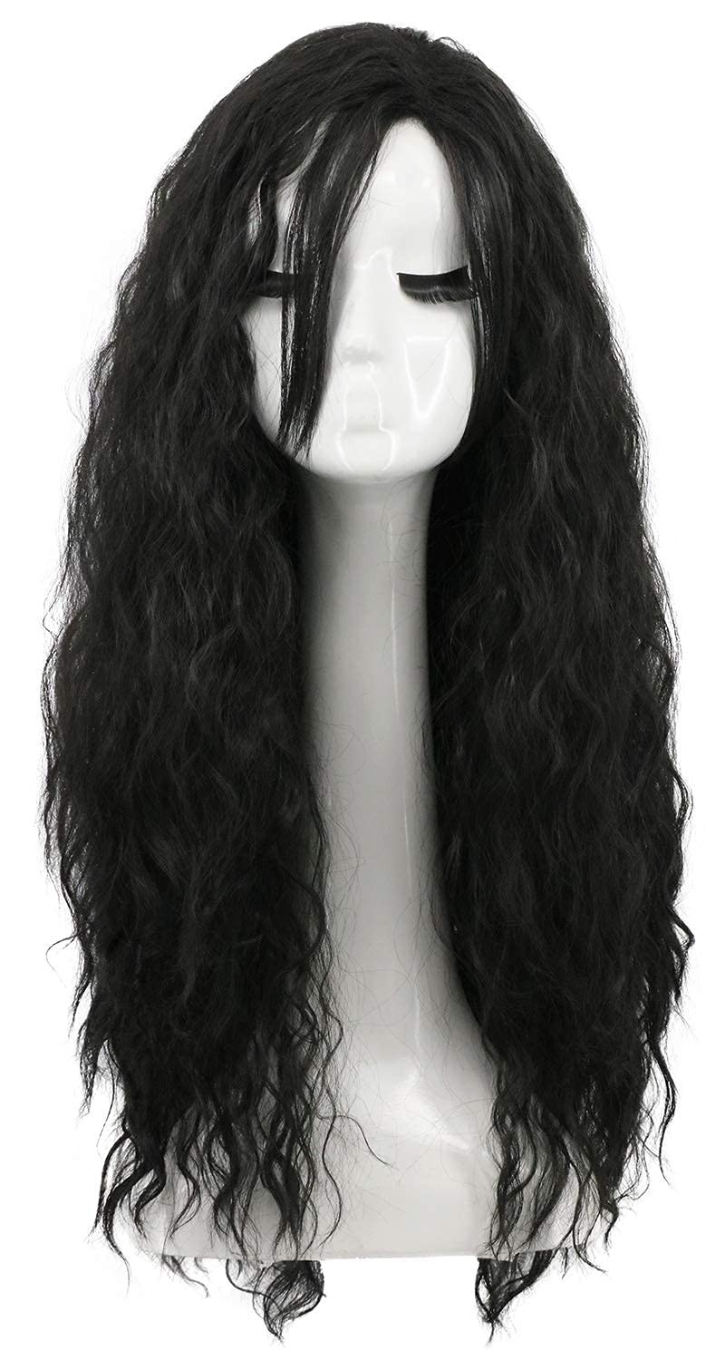 yuehong Adult Long Curly Black Wig Anime Cosplay Wig image 2