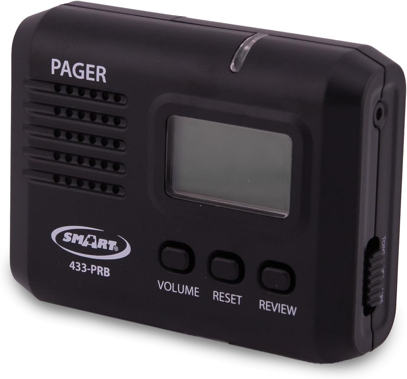 Smart Caregiver Portable Pager for 40/60 CMU Central Monitoring Units – Wireless Wearable Receiver for Facility Staff with LCD Display, Vibrate or Tone Alerts, Remote Reset, and Alarm Review Features