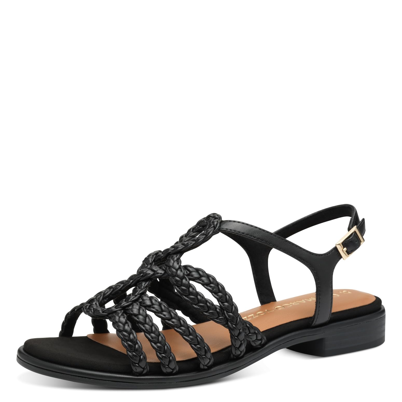 MARCO TOZZI Women's Sandal Soft Feel Me Footbed Vegan Soft Lining Modern, Black (Black), 5.5 UK