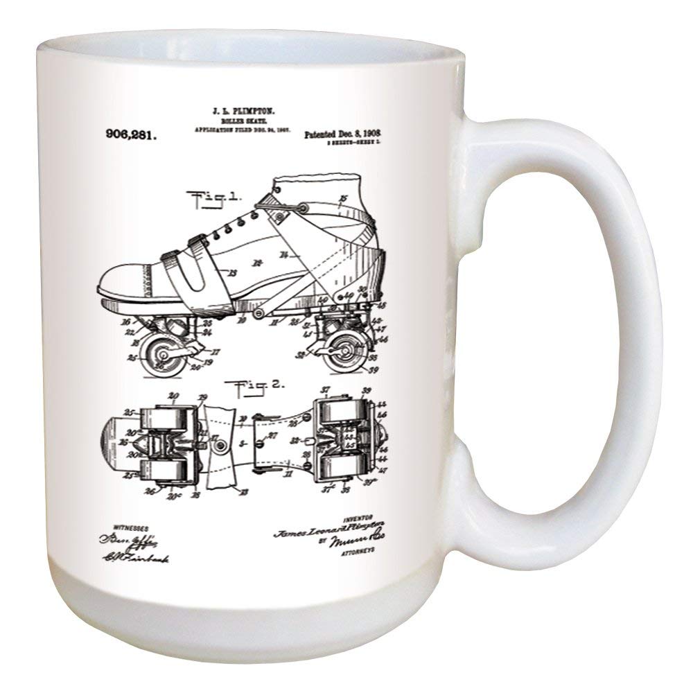 Mighty CircusRoller Skate Patent Coffee Mug - Large 15 Ounce Ceramic Mug