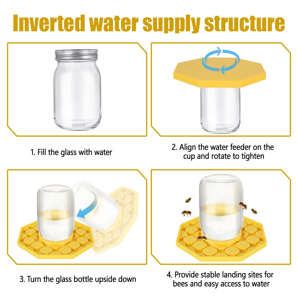 Abreuvoir pour Abeilles,1 Ou 2 Mangeoires a Abeilles,Structure D'alimentation en Eau Inversée pour L'arrosage et L'alimentation du Jardin Extérieur