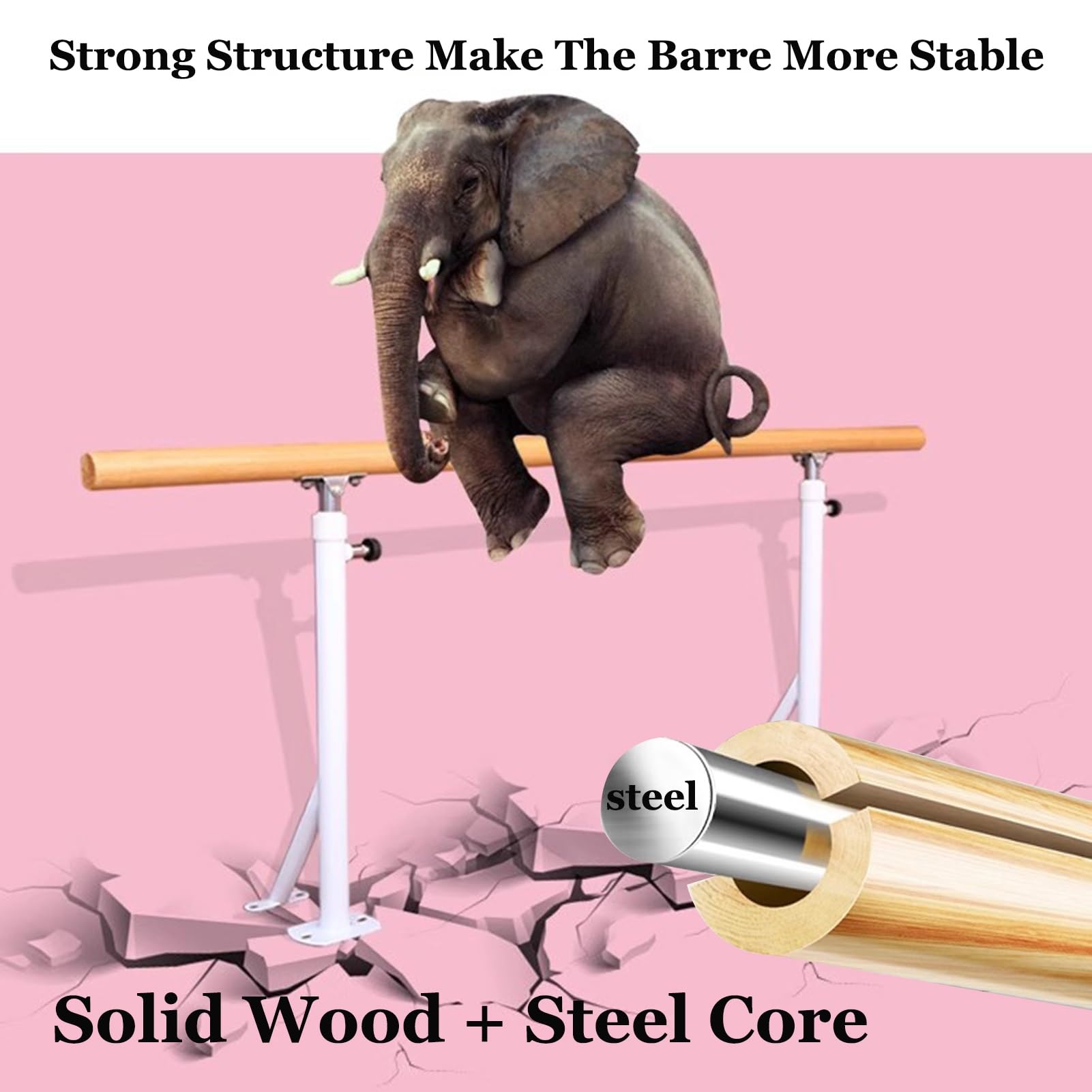 Barra de Ballet para Casa Barra De Ballet Portátil Con Soportes De Metal Ajustables En Altura Para Entrenamiento De Baile, Entrenamiento En Casa, Estiramiento, Yoga Y Ejercicio De Calentamiento