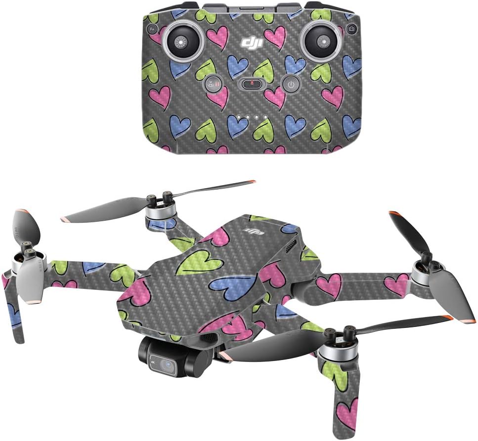 MightySkins Carbon Fiber Compatible with DJI Mini 2 Portable Drone - Girly | Protective, Durable Textured Carbon Fiber Finish | Easy to Apply, Remove, and Change Styles | Made in The USA