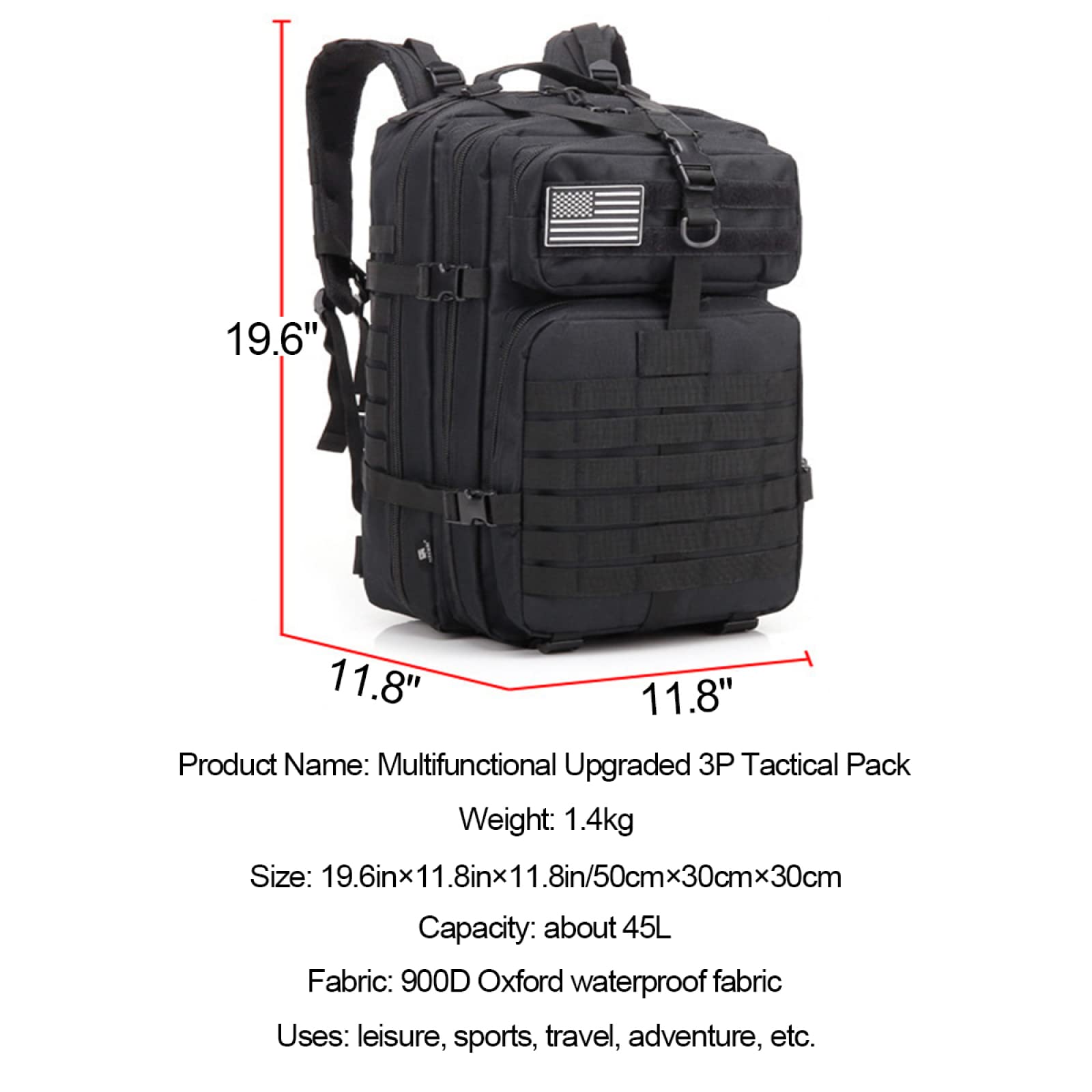 REEBOW GEAR Zaino tattico da 45 Litri Zaino d'assalto Militare Zaino Molle Zaini Grandi per Escursionismo Campeggio Viaggiare,ACU