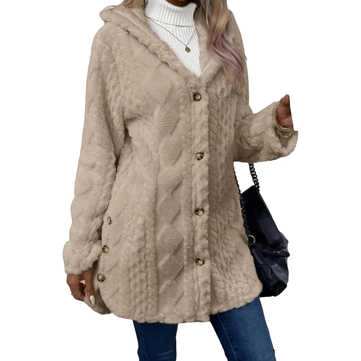 2026 New Womens Fall Winter Warm Fashion Hooded Cardigan Long Sleeve Coat with Pockets for Casual At home