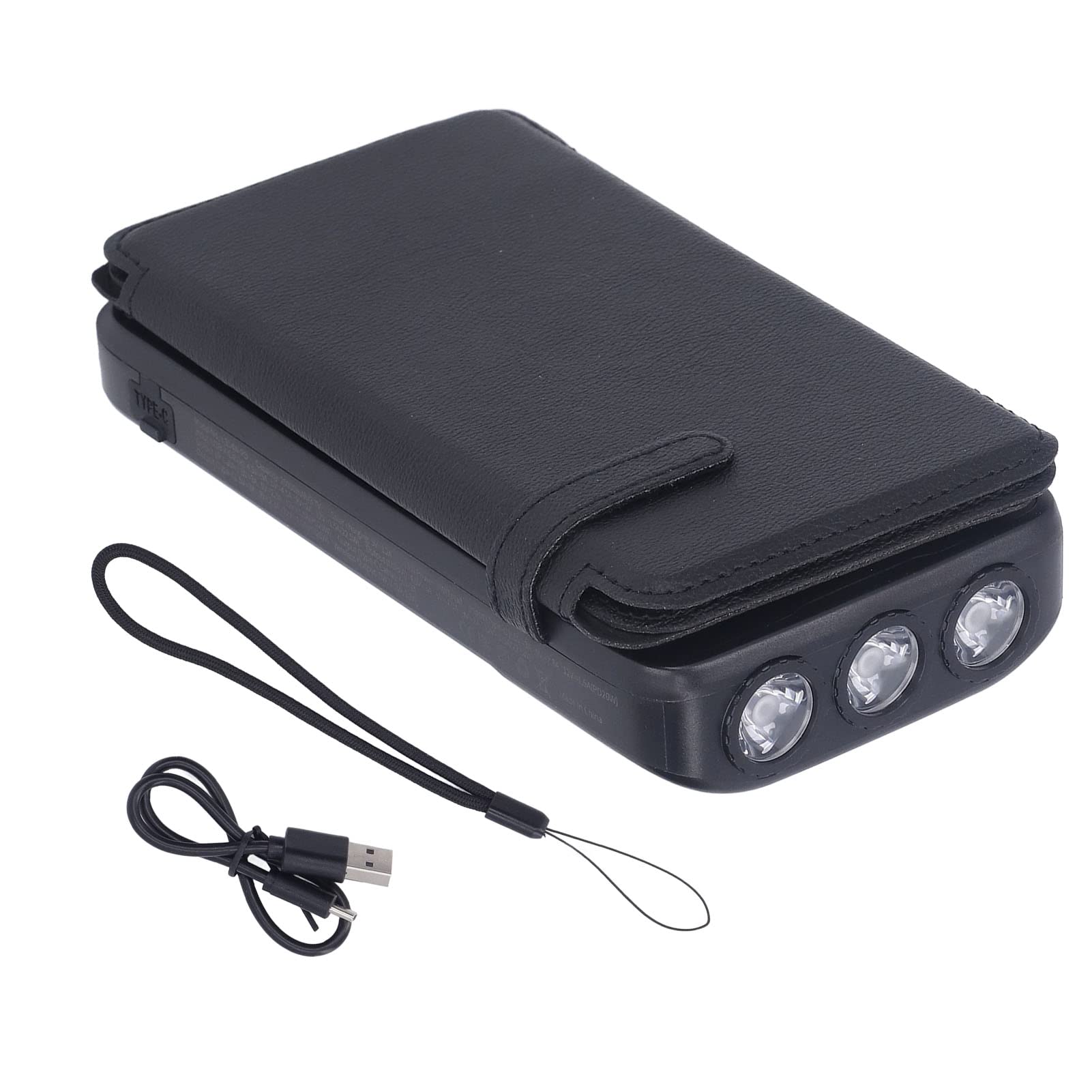 Solar Power Bank Nero 20000mAh PD 20W Caricatore a pannello solare a ricarica rapida con lampada per esterni