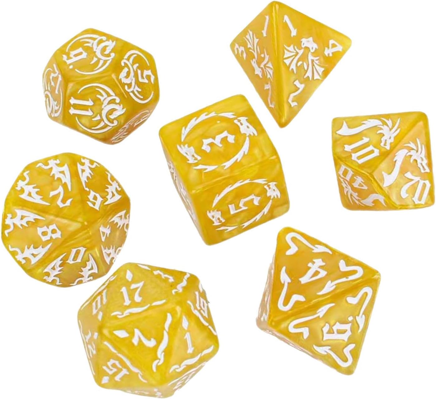 CLUB BOLLYWOOD®7 Pieces Polyhedral Dices Party Game Dices Game Dices Set for KTV Card Games Yellow|Toys & Hobbies | Games |7 Dices