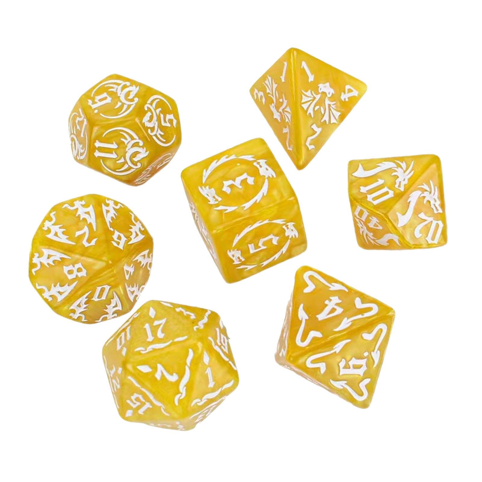 CLUB BOLLYWOOD®7 Pieces Polyhedral Dices Party Game Dices Game Dices Set for KTV Card Games Yellow|Toys & Hobbies | Games |7 Dices