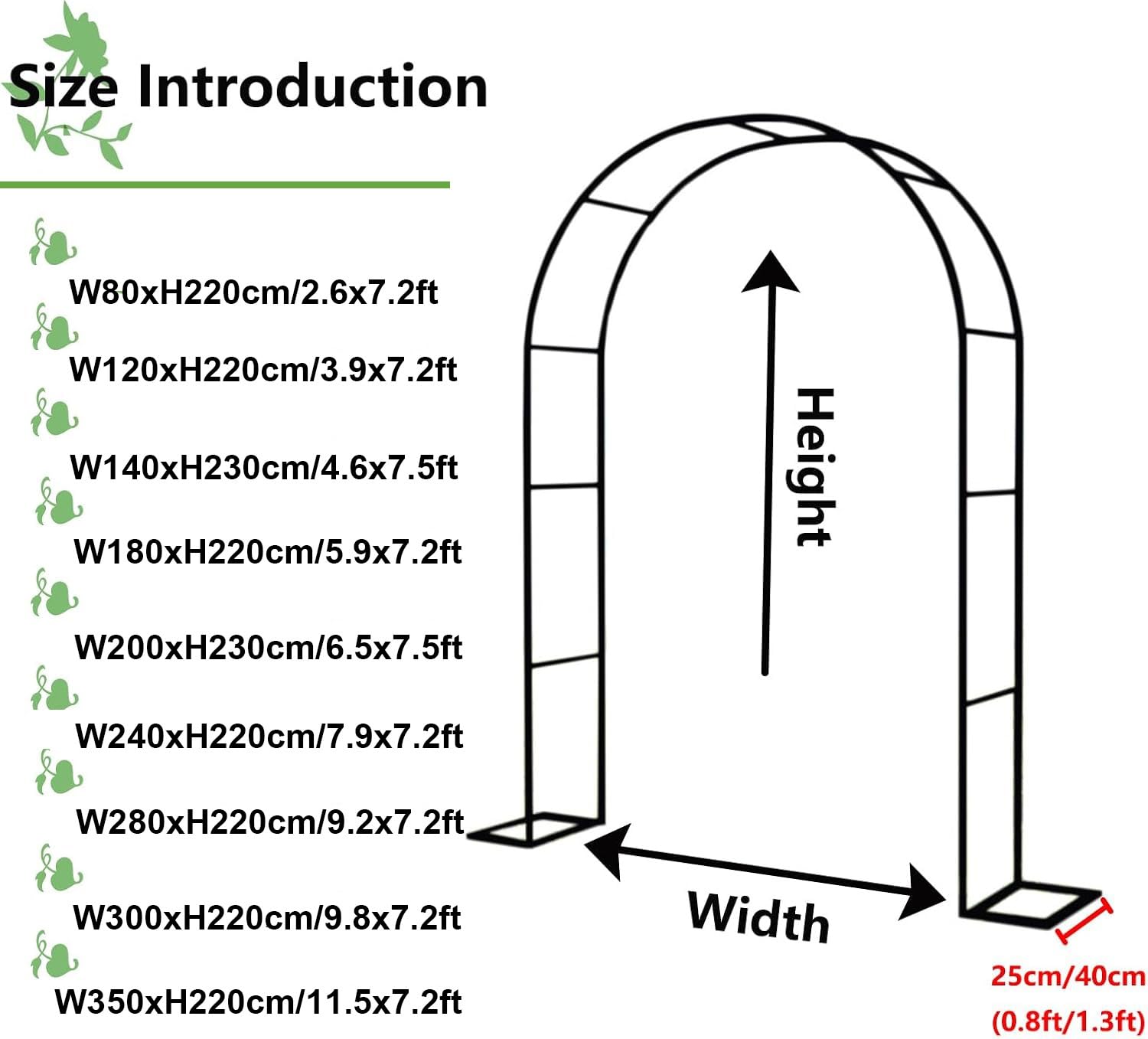 Metalowy łuk ogrodowy do róż pnących, 220 cm wysokości, na zewnątrz, krata, solidny łuk kwiatowy, na patio, taras, dekoracja ślubna, czarny (szer. 120 x wys. 220 cm)