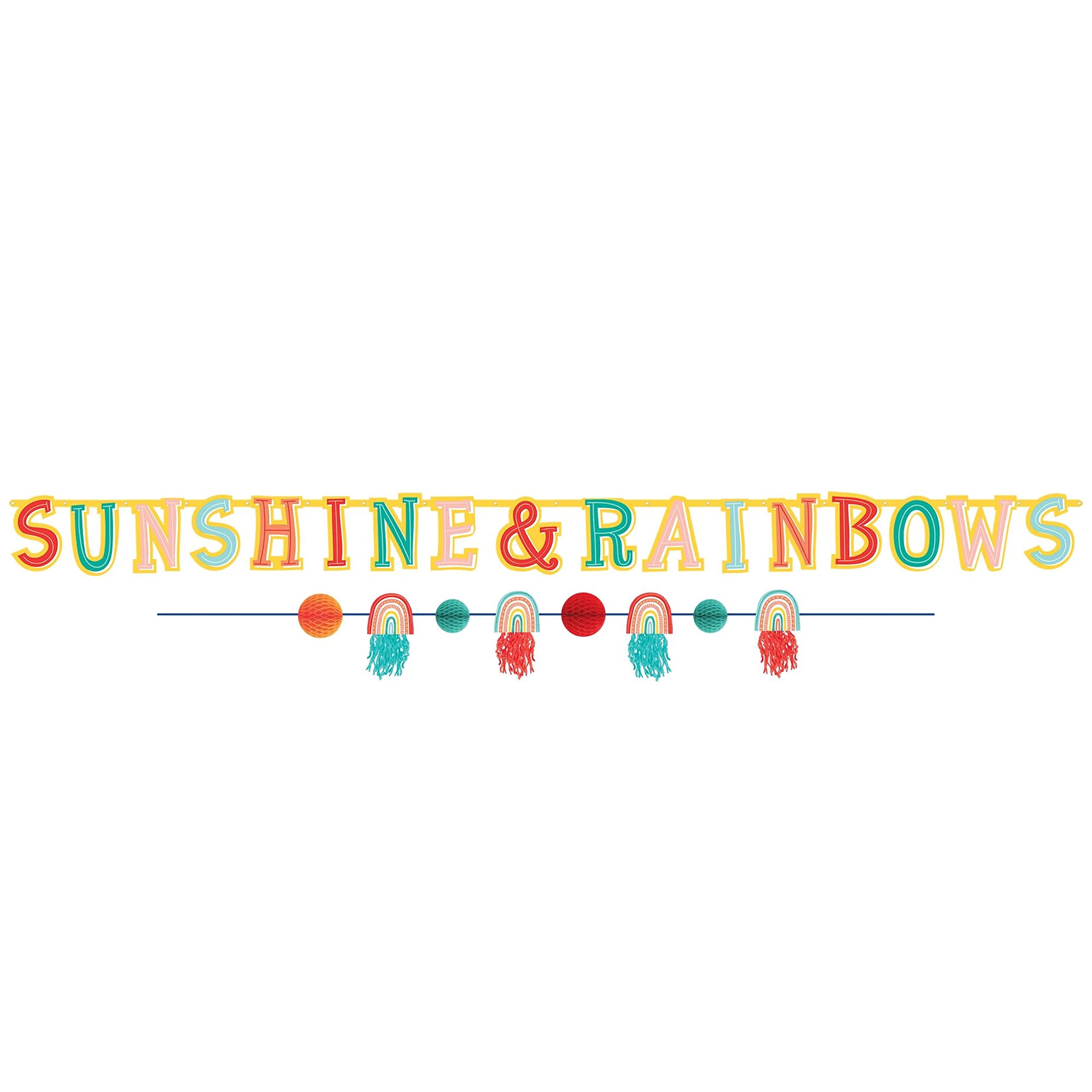 Amscan 120766 Rainbow Decoration (2 Garlands), Multi-Colour