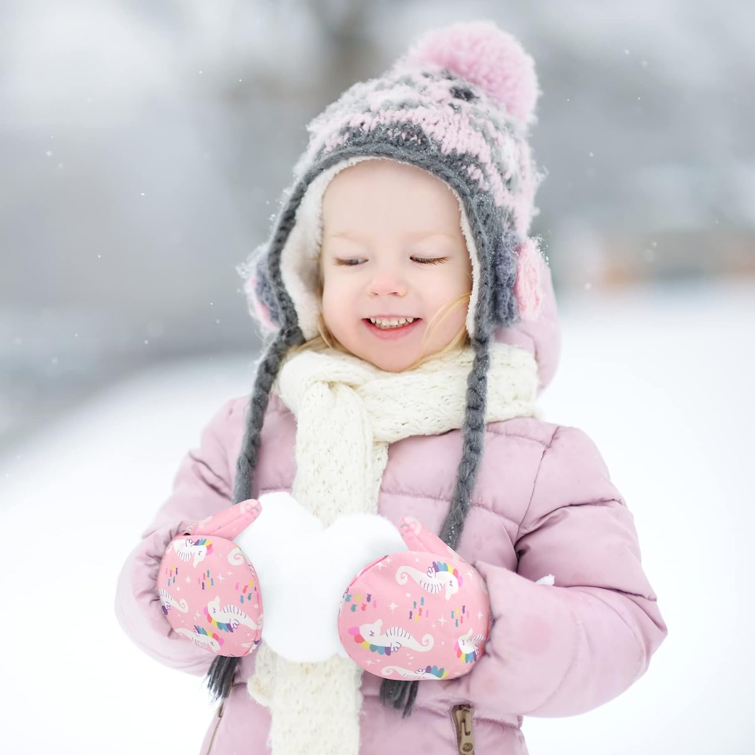 Olreco Waterproof Toddler Mittens - Winter Snow Gloves for Baby, Kids, Boys and Girls