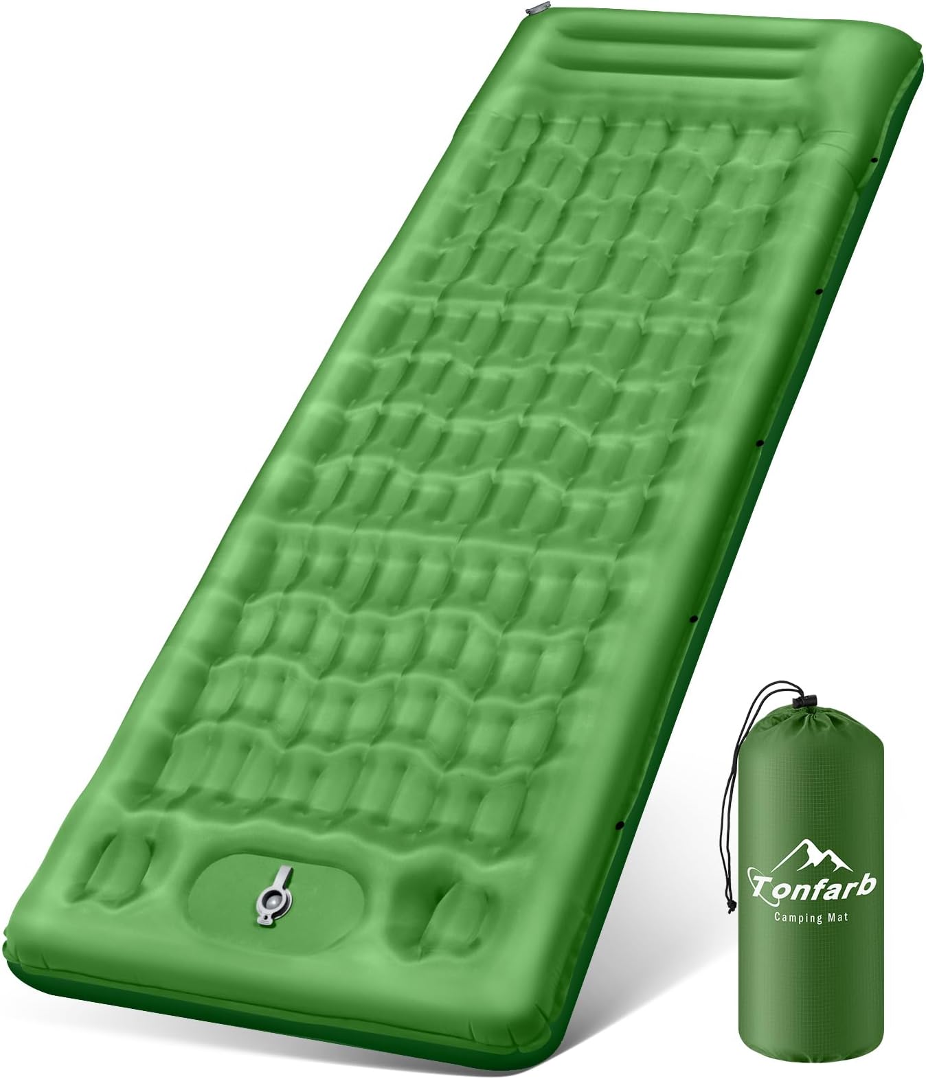 Tonfarb Camping Self-Inflating Sleeping Mat, 12 cm Thickened Inflatable Mattress with Foot Press Pump, Ultralight Waterproof Air Mattress, Outdoor, Anti-Ripstop Sleeping Mat for Hiking and Beach