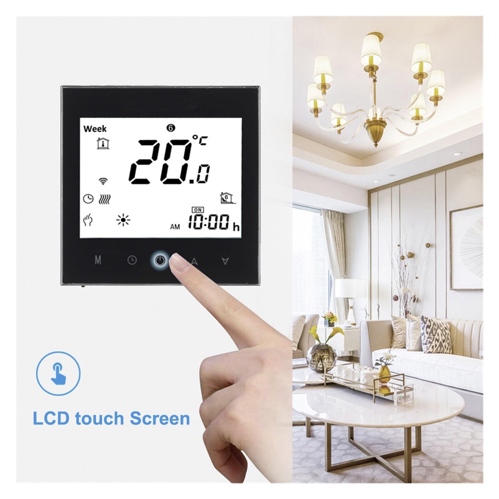 Sterowanie głosowe WiFi Termostat Wyświetlacz LCD Regulator temperatury grzejnika Interfejs podgrzewania wody OszczęDza Energię I Koszty Ogrzewania(No 01)