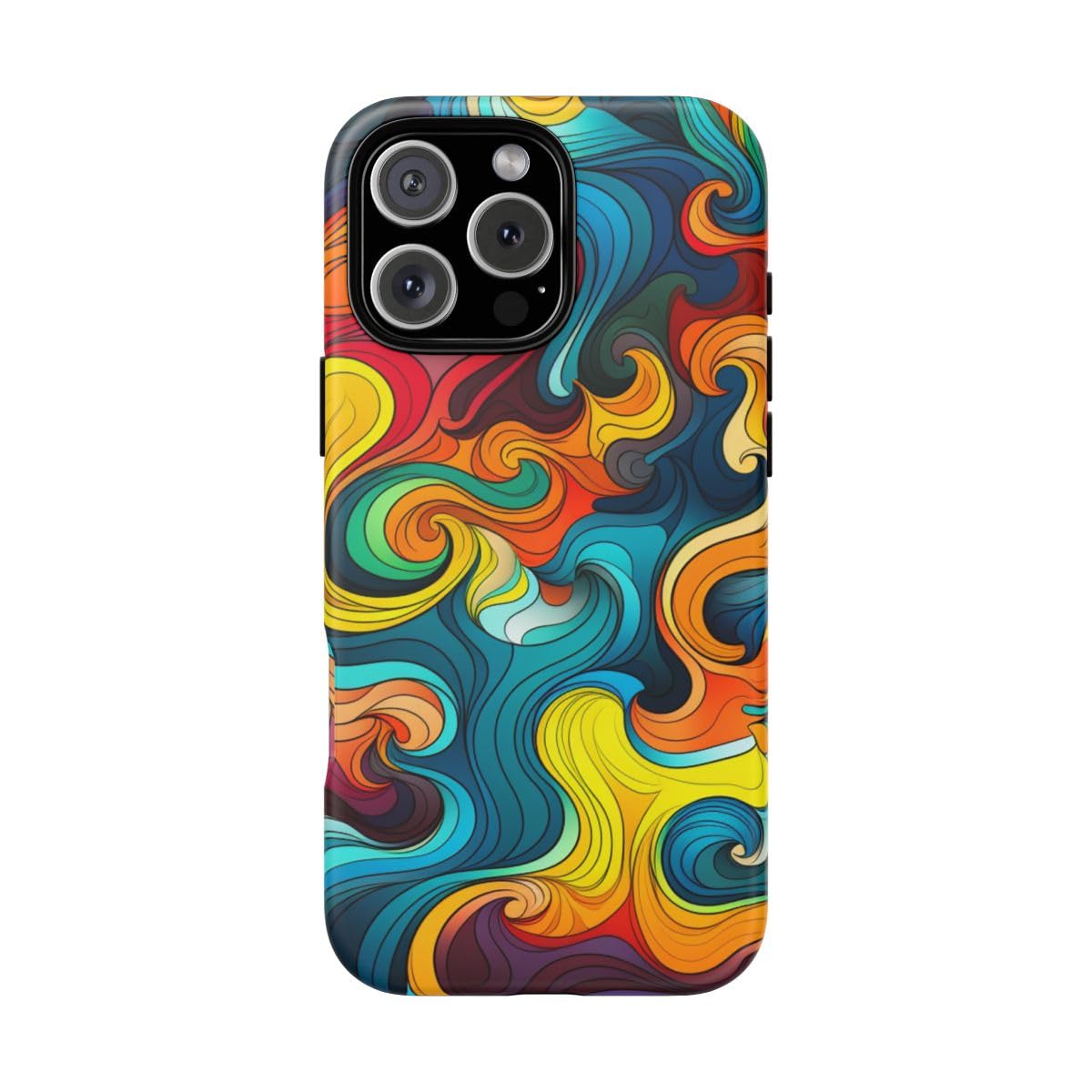 Carcasa iPhone 16 Pro Max resistente mate Andriez Trippy Vector Swirls multicolor 5