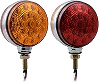 Vista 17 de Astra Depot 4 unidades de 4 "redondo 42-LED pedestal rojo ámbar de doble cara esquina de parada de giro luz de señal de giro compatible