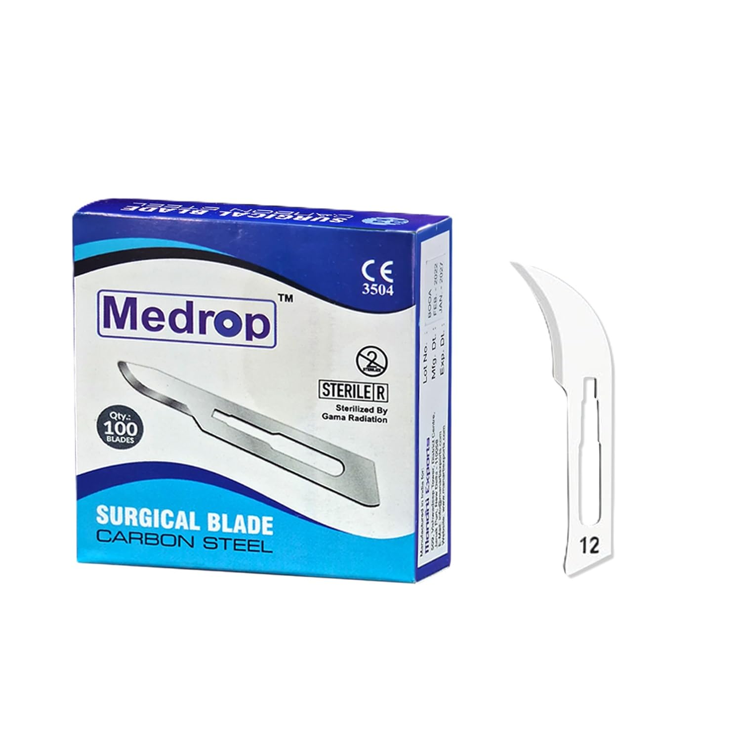 Medrop Surgical Carbon Steel Blade (Pack of 100 Pcs.) Size : 12 (B0DHPFGQPV) Amazon Price History, Amazon Price Tracker