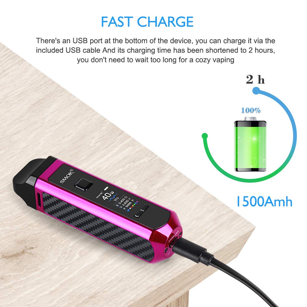SMOK RPM40 1500mAh 40W E Cigarettes Starter Kit avec Pod of TRPR 2ml  Edition, Mesh 0.4