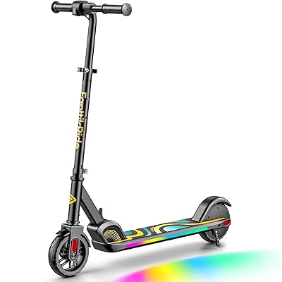 FanttikRide C9 Pro Kids Electric Scooter Ages 8-12, Colorful Rainbow Lights, E-Scooter for Kids 3.9-5.2 ft, 132 lbs, 5 Miles Range, Up to 40 min Ride Time, 5/8/10 MPH, 3 Adjustable Heights