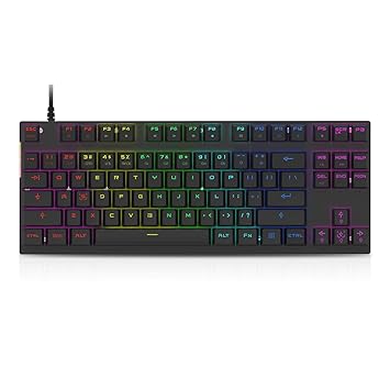 Motospeed Professional Gaming Mechanical Keyboard RGB Rainbow Backlit 87 Keys Illuminated Computer USB Gaming Keyboard for Mac & PC Black