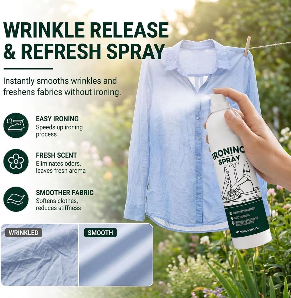 2Pcs Heavy Hold Spray Starch for Ironing Clothes, Fabric Static Remover & Wrinkle Release, Professional Formula for Cotton Linen Wool Polyester