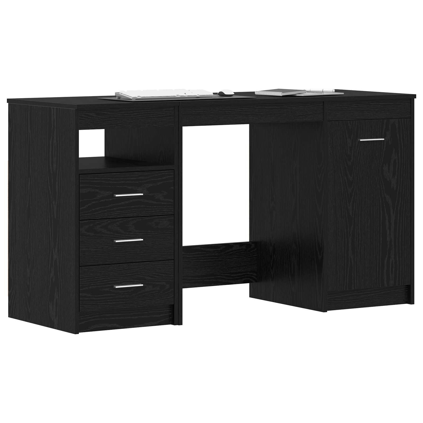 Biurko 2 szt. czarny wygląd dębu 140 x 50 x 76 cm materiał drewnopochodny