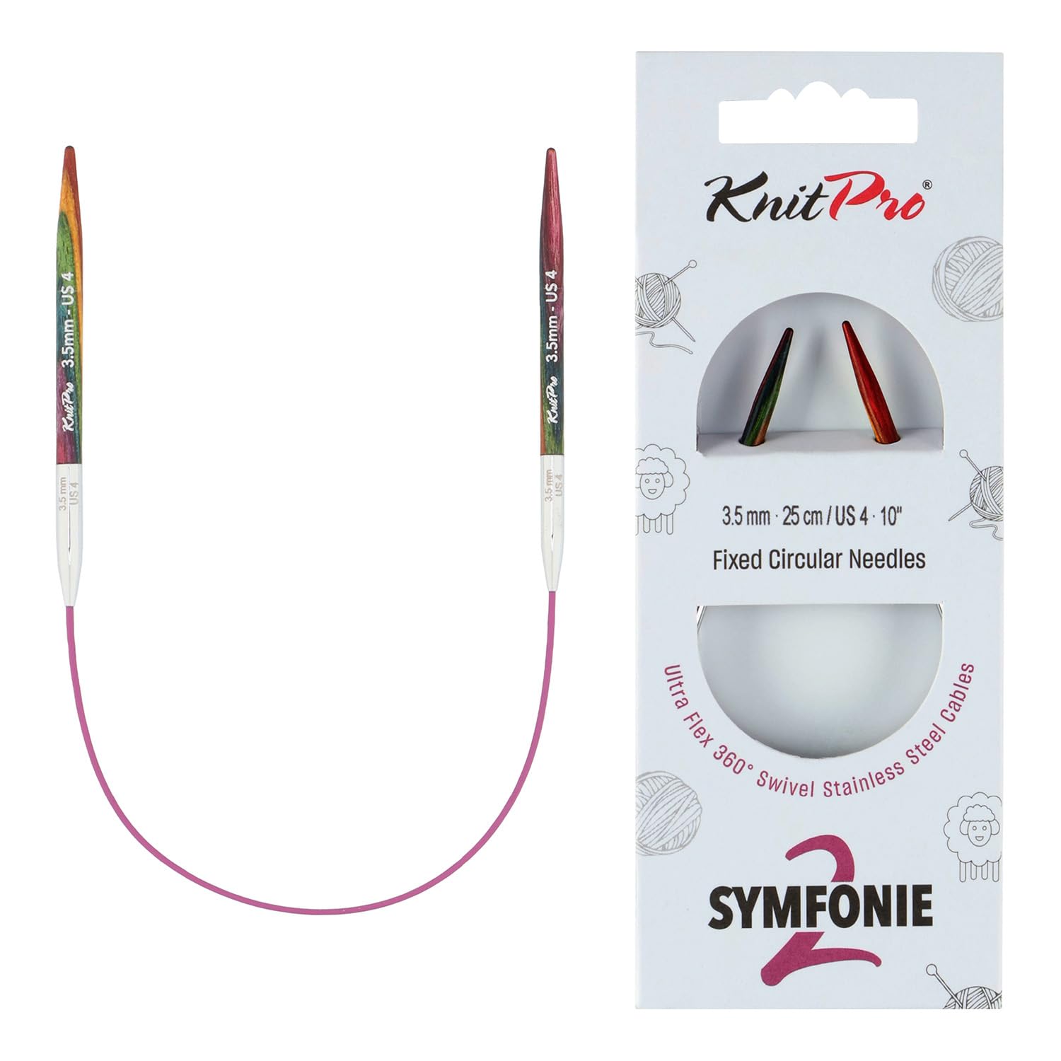 KnitPro Symfonie 2 Fixed Circular Needles 10" (25cm) | 3.5mm