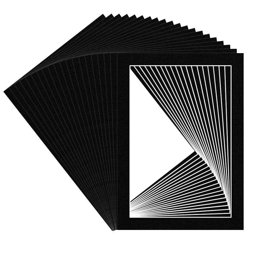 Procut Global 70x50cm Black Picture Mounts for Frames - Fits 60x40cm Aperture Size - Precision Cut Cardboard Photo Mounts - Mat Board for Prints, Artwork & Paintings - Pack of 20 — image 1