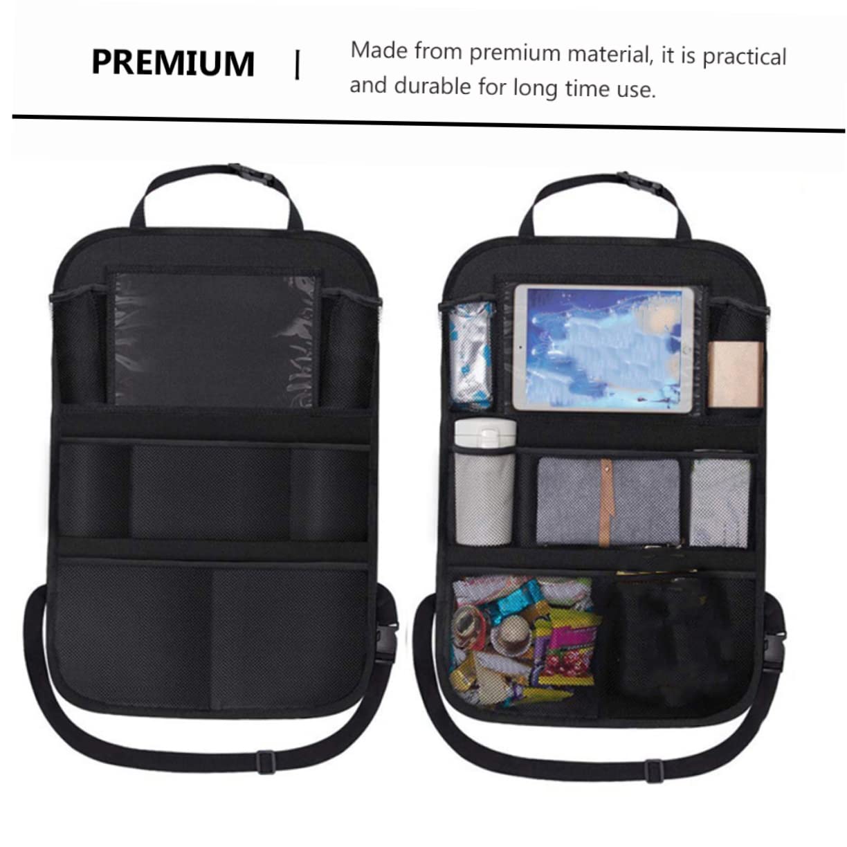 Mikinona Organizer per Seggiolino Auto Sedile Posteriore 2 Pezzi Multi-tasca Pieghevole per Smartphone Portafogli e Accessori Organizer per Auto Borse da Viaggio