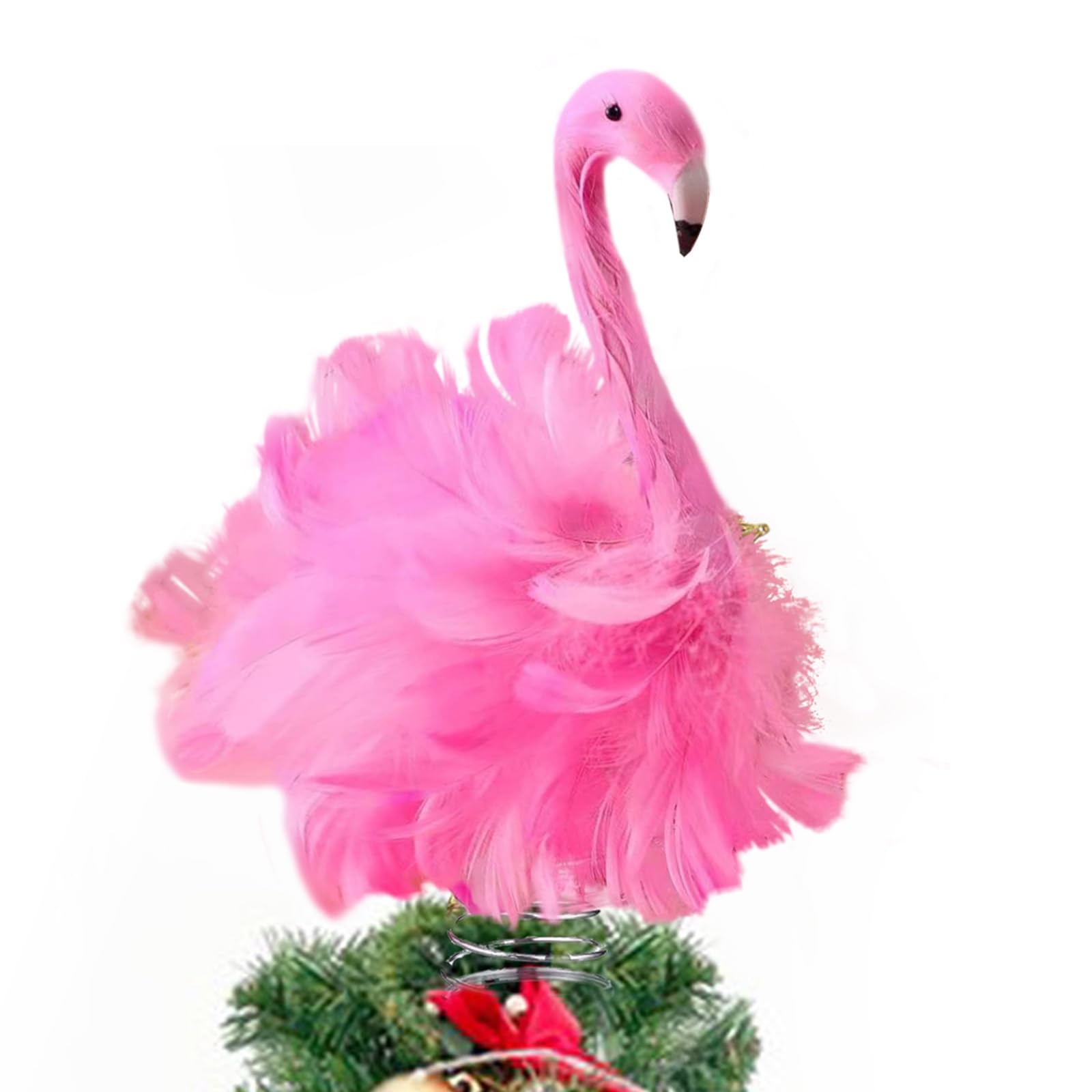 Flamingo Christmas Tree Topper Pink Artificial Feather Flamingo Christmas Tree Topper Decoration for Christmas Garden Indoor Outdoor Holiday Ornament Party (Pink)
