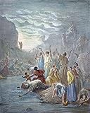 Moses Strikes Rock Nmoses Smites Water From The Rock In Horeb (Exodus 17 3-6) Color Engraving After Gustave Dor Poster Print by (18 x 24)
