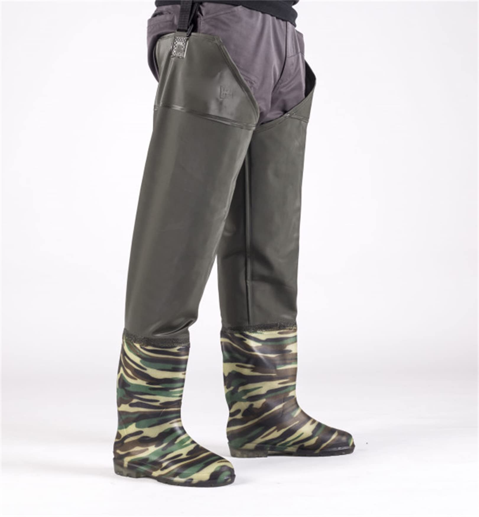 wasserdichte Watstiefel für Herren Über Dem Knie PVC Weiche Sohle Atmungsaktiv Outdoor Regenstiefel Hosen Verschleißfest Anglerwathosen rutschfest Groß Jagdstiefel 38-48