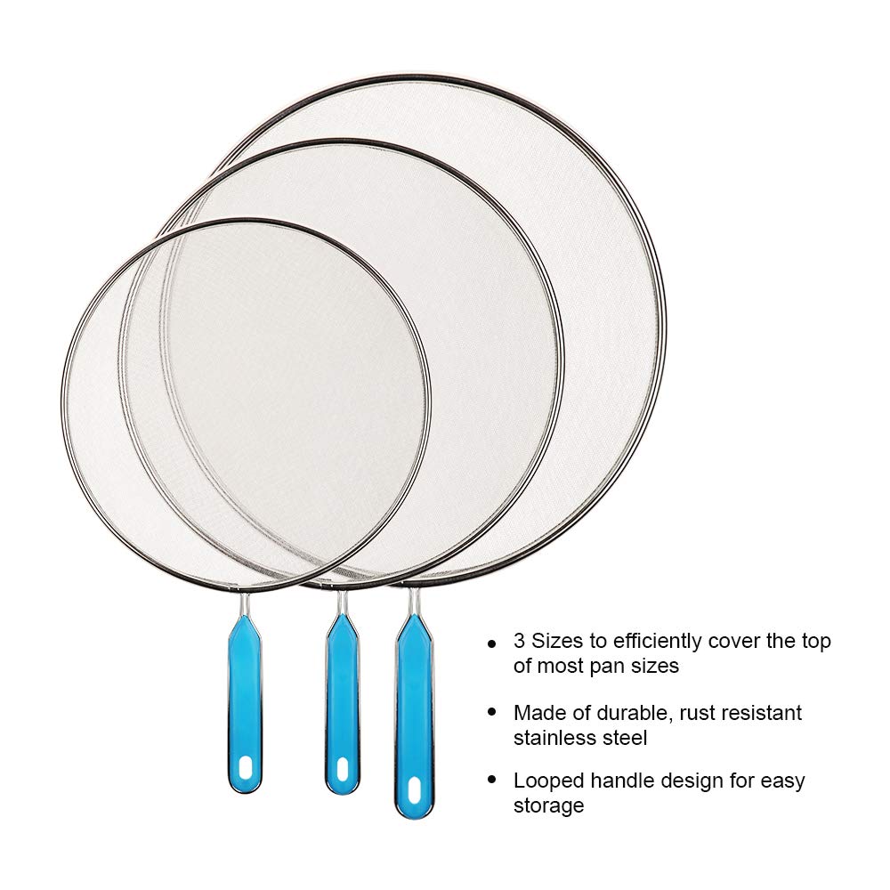 Grease Splatter Screens Set Of 3 - Stainless Steel Mesh Splatter Guards For Frying Pans & Pots (8", 9.5", 11") - View #9