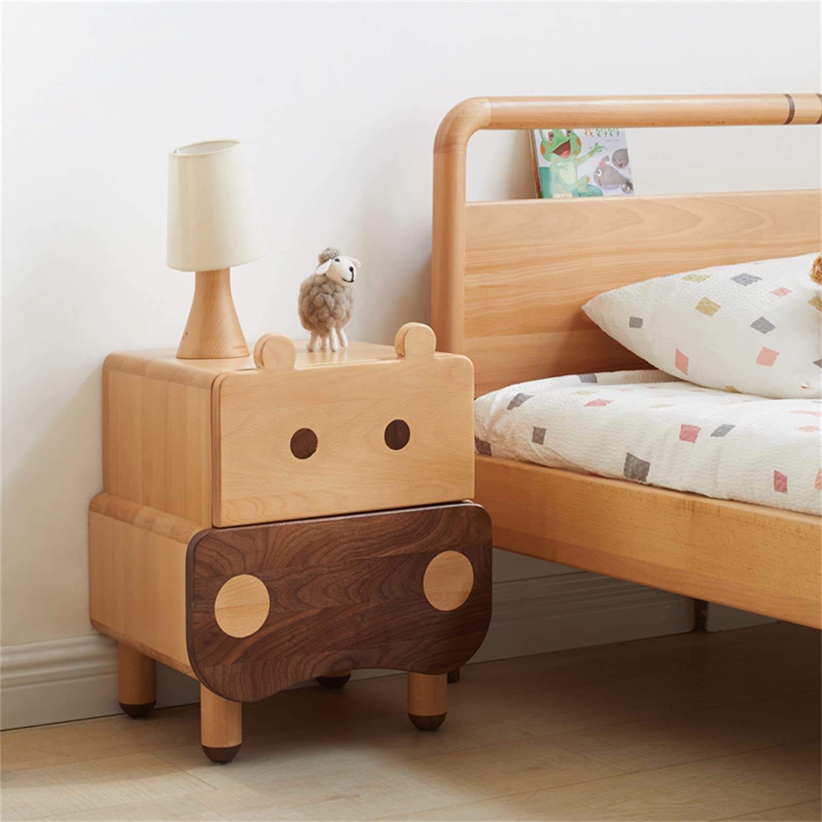 Table De Chevet en Bois Massif pour Enfants, Table De Chevet Simple Et Moderne pour Chambre, Créativité Garçon Fille Chevet 2 Tiroirs, Chambre Salon Unité De Rangement 40X35X48.7CM Decoration