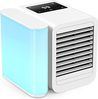 Portable Air Conditioners Fan: 1000ml Evaporative Mini Air Cooler with 3 Speeds, 7 LED Light, Personal Air Cooler Desktop Cooling Fan, Air Conditioner Portable AC Unit for Home Room Office Desk, White