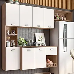 Armario Cozinha Suspensa 7 Portas e 1 Gaveta Mila Carvalho Oak/off White