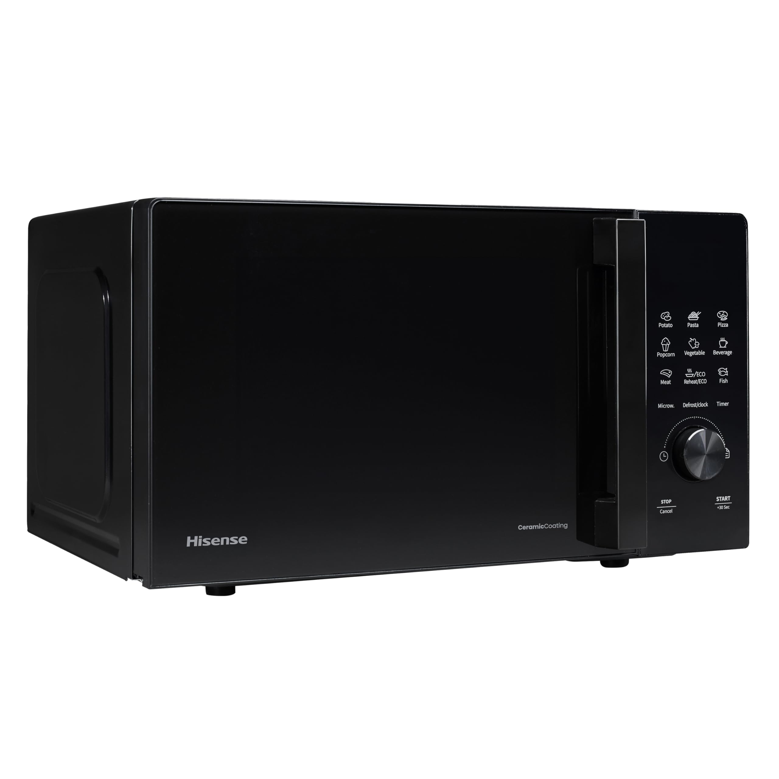 Hisense H23MOBSD1H - Microondas Digital con Grill 23L, 800W, Revestimiento Cerámico, Cristal Premium, 10 Niveles de Potencia, Función de Descongelación, 9 Programas Automáticos, Fácil limpieza