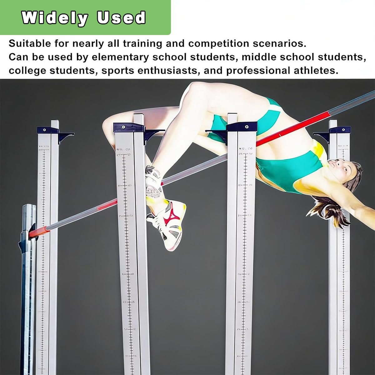 Hochspring-Ständer-Set, verstellbarer Aluminiumrahmen mit solidem mobilen Eisensockel, Höhenbereich 30–230 cm, ideal für Leichtathletik- und Fitnessstudio
