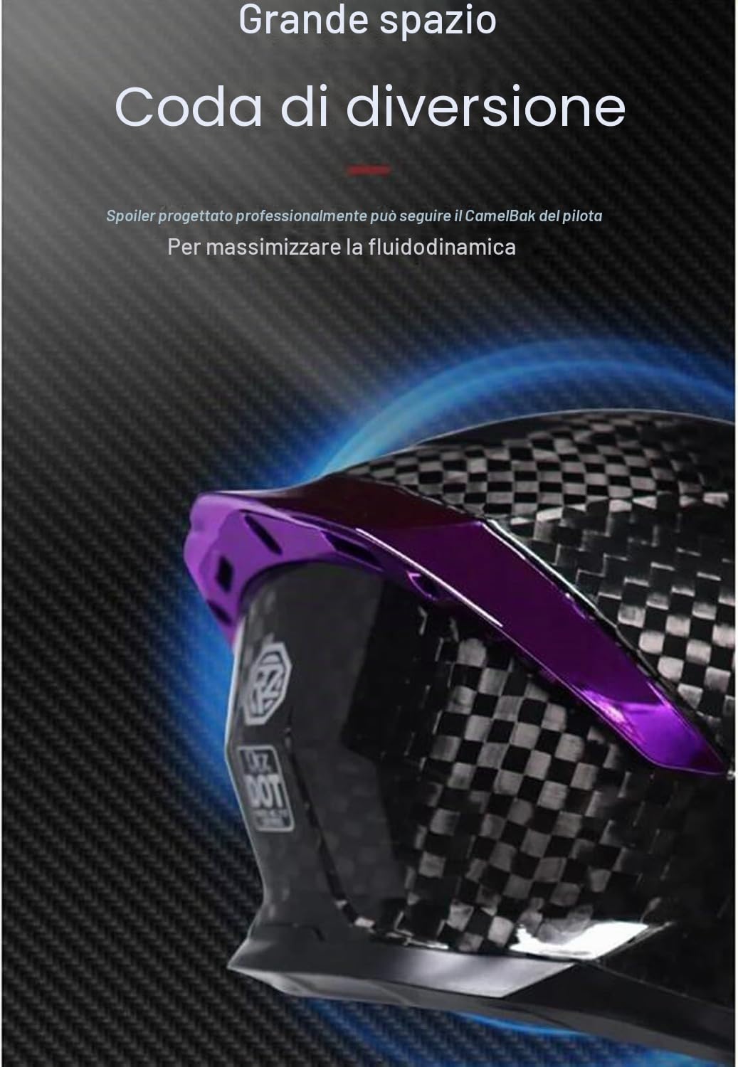Caschi integrali da Moto in Fibra di Carbonio con Spoiler, Casco da Moto da Strada Sportivo da Turismo, omologato ECE/DOT E,L=57-58cm