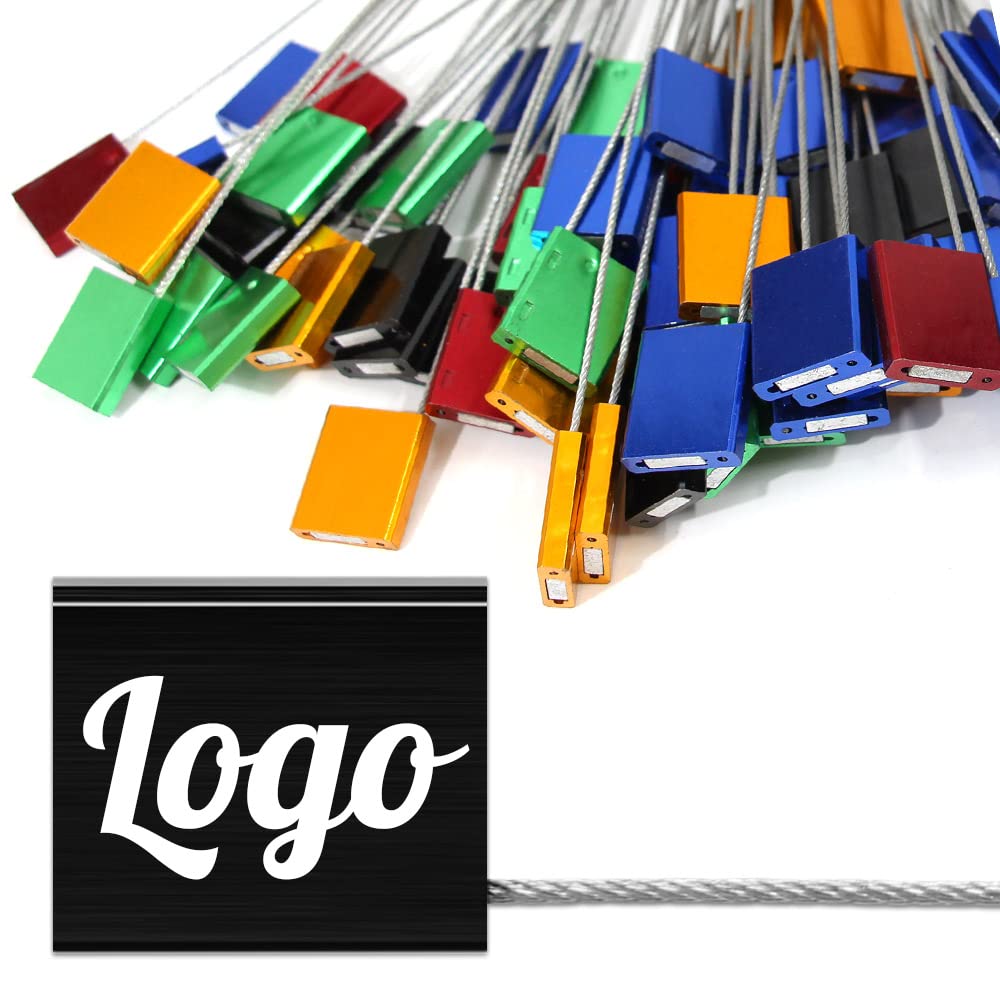 50 Bridas Metálico Personalizadas Precintos de Seguridad Candado Desechable con Cable para Logística Camion Contenedores