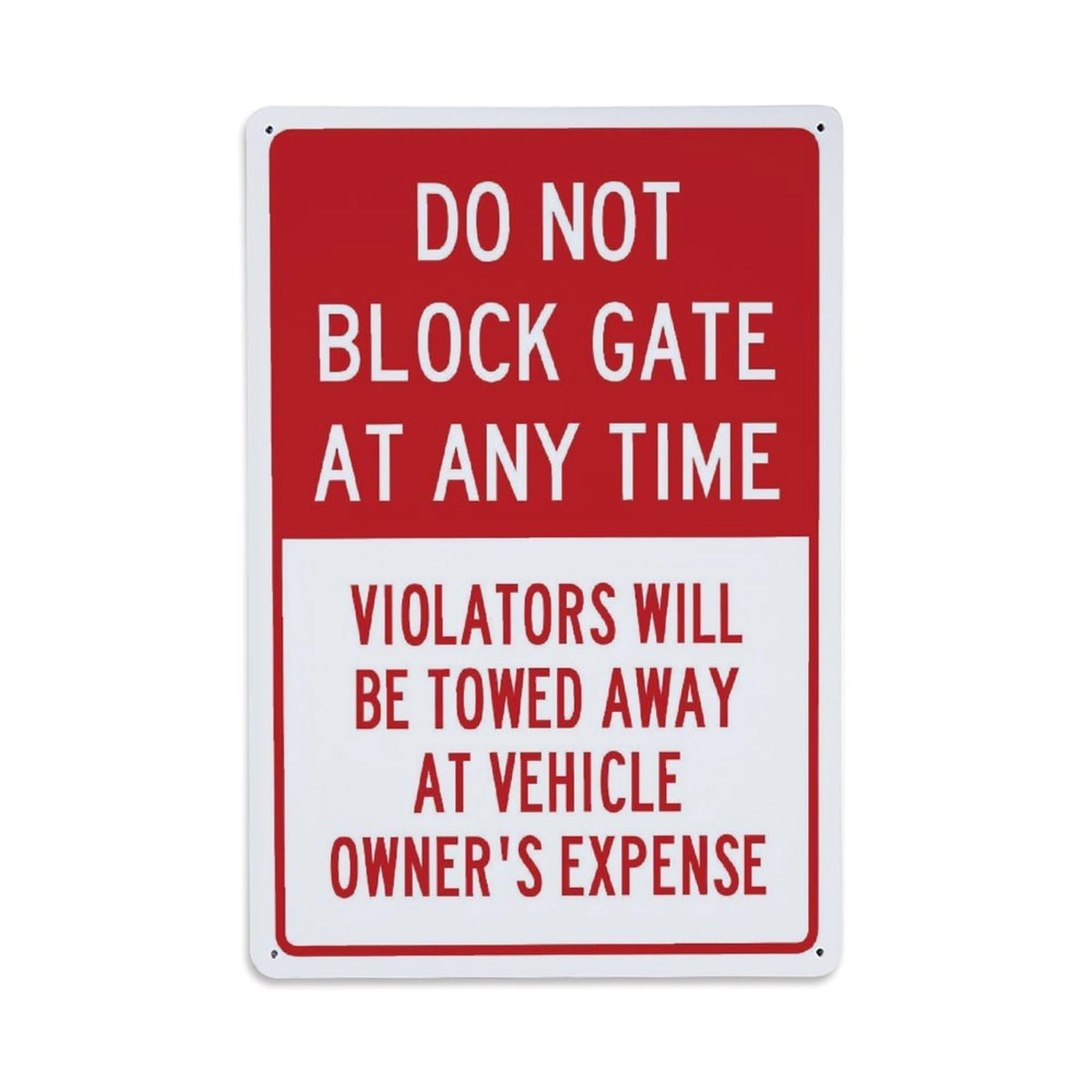 Do Not Block Gate at Any Time Sign Vintage Aluminium Metal Sign, Retro Wall Decor for Home, Bar, Garage & Farmhouse 30x20cm