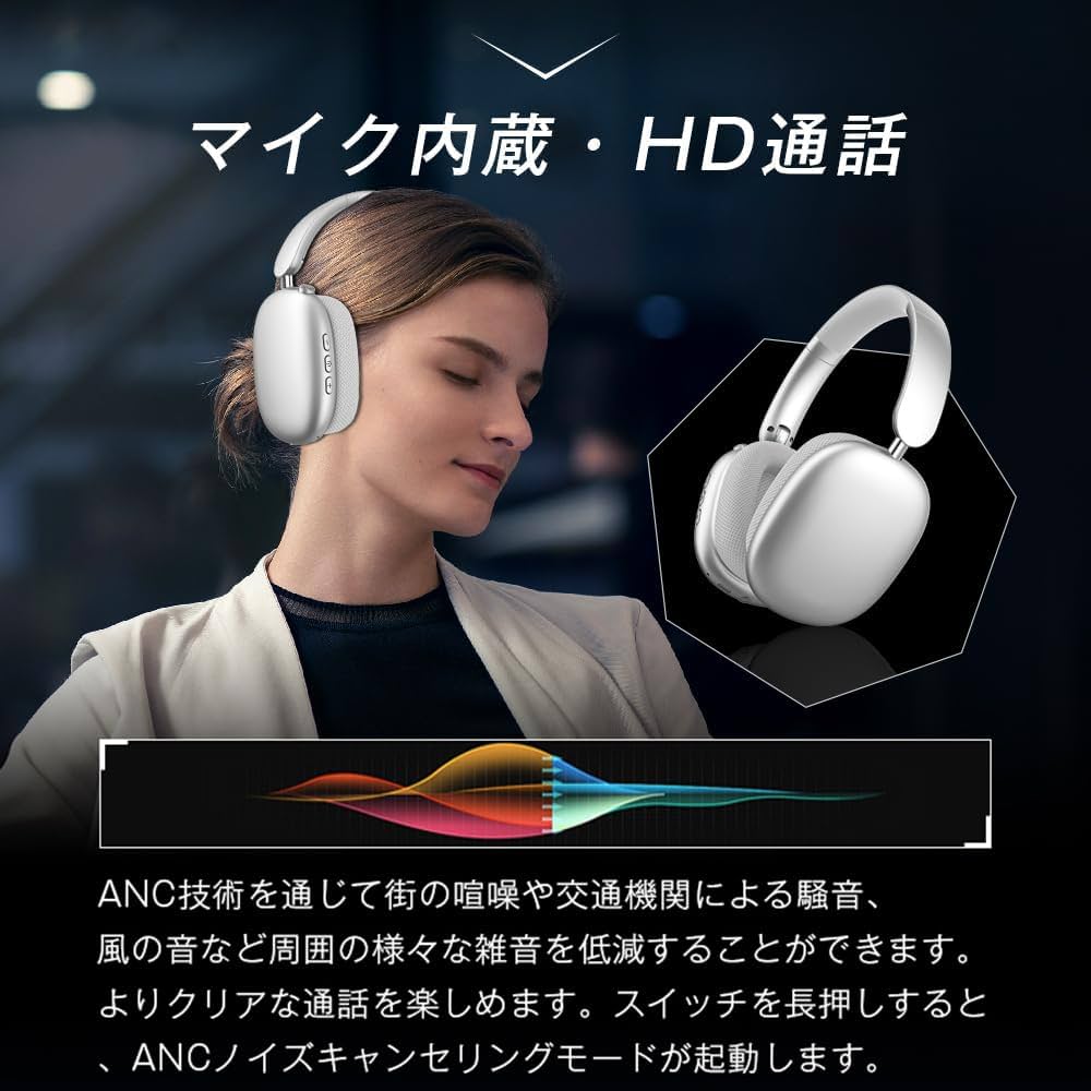 ワイヤレスヘッドホン シルバー ノイズキャンセリング Amazon.co.jp: 明誠 ワイヤレスヘッドホン Bluetooth 5.4