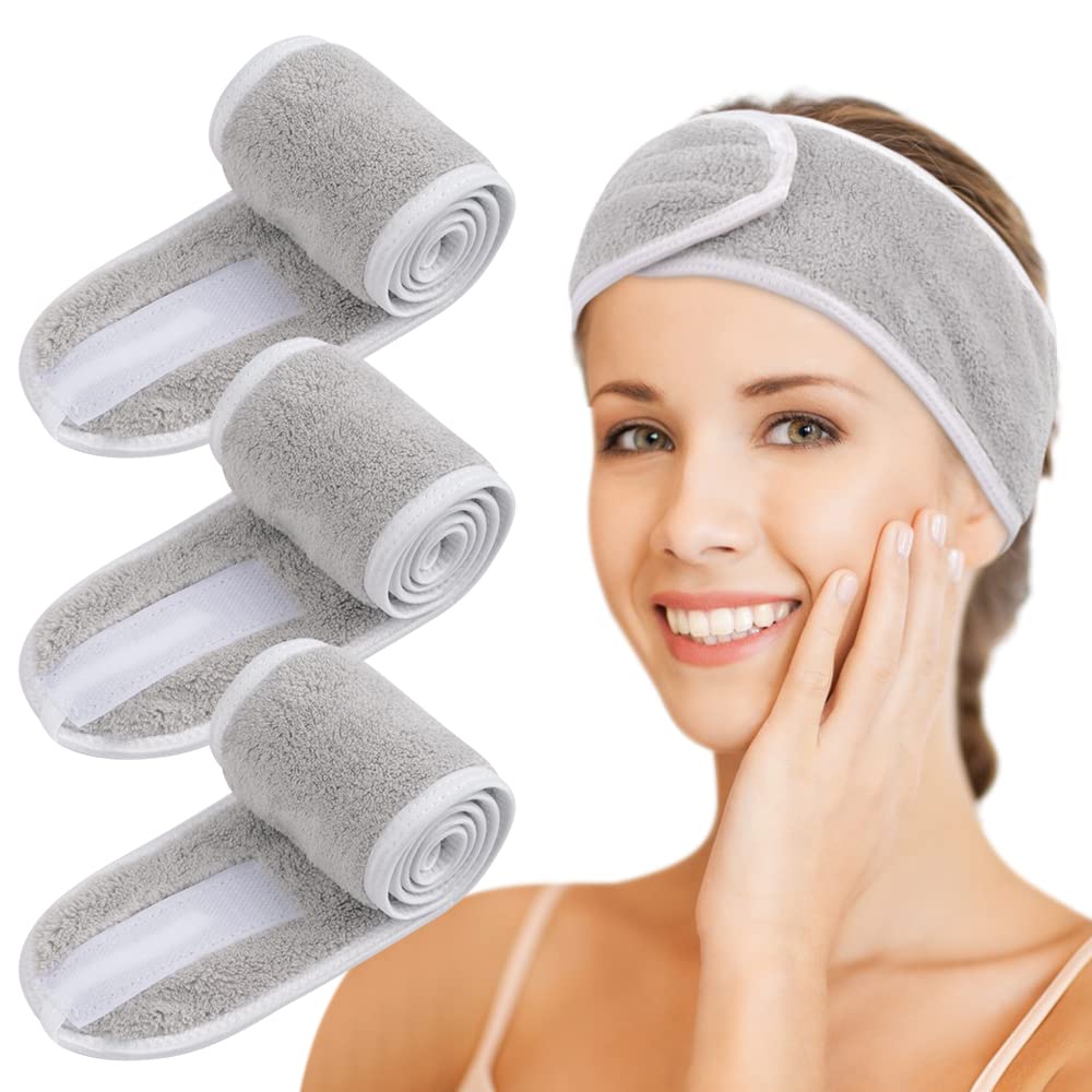 KinHwa Kosmetik Stirnband Frottee,Kosmetik Mikrofaser Haarband, Haarschutzband mit Klettverschluss für kosmetische Behandlungen