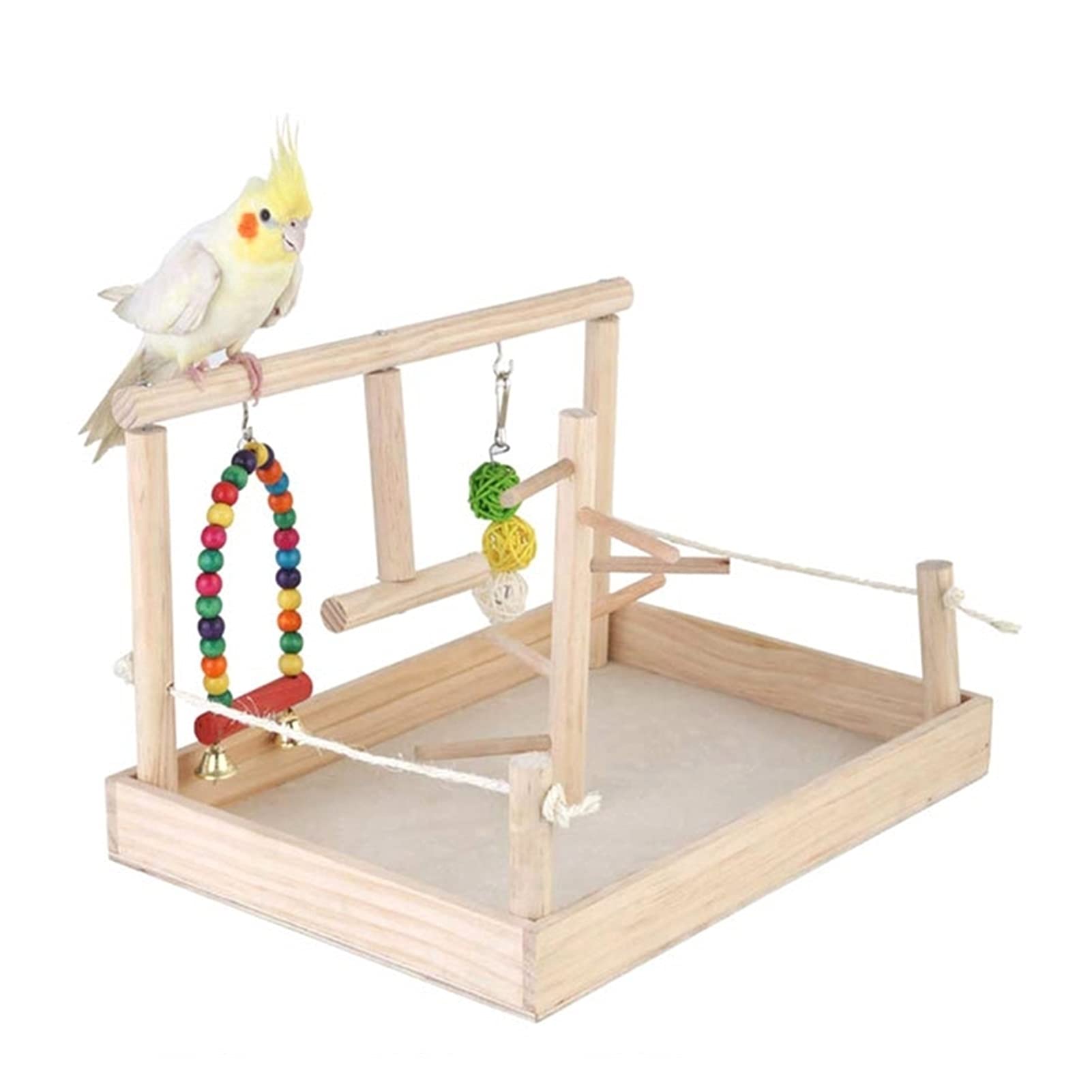 Juguete para pájaros Loro Swing Escalera de Escalada Soporte de Escritorio Parque de Madera Entrenamiento Perch Plataforma Colgante Jaula Juguetes para Pájaros Suministros (Color: B)
