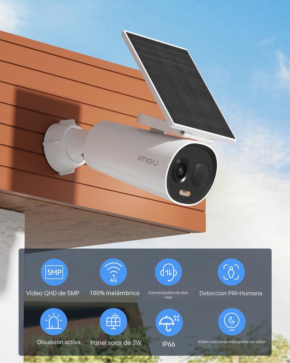 Imou 3K Cámara de vigilancia Solar para Exterior Cell 3C AIO 5MP