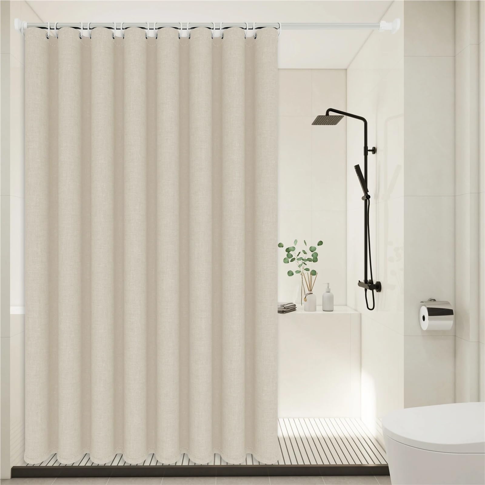 Douche Beige à Texture de Lin Minimaliste