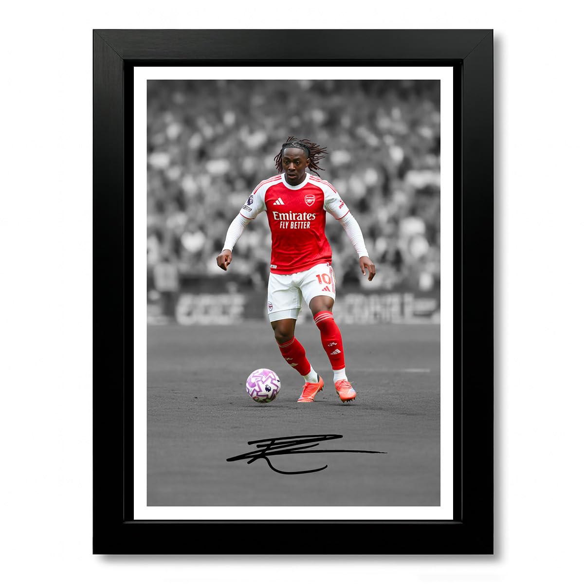 Eberechi Eze Arsenal Signed Photo Poster Print Picture Display Framed Autograph Memorabilia for Football Fans Gift England (A4 Framed & Mounted B+W)